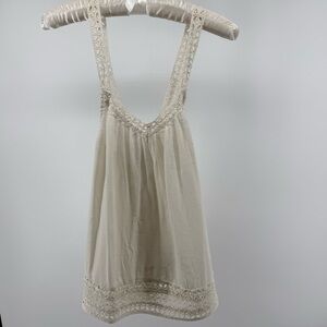 American Eagle Outfitters Ivory Lace Tank Top XS Cross Back Boho Crotchet Straps